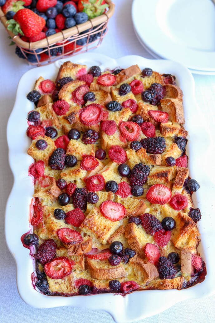 Hawaiian Mixed Berry Overnight French Toast Bake