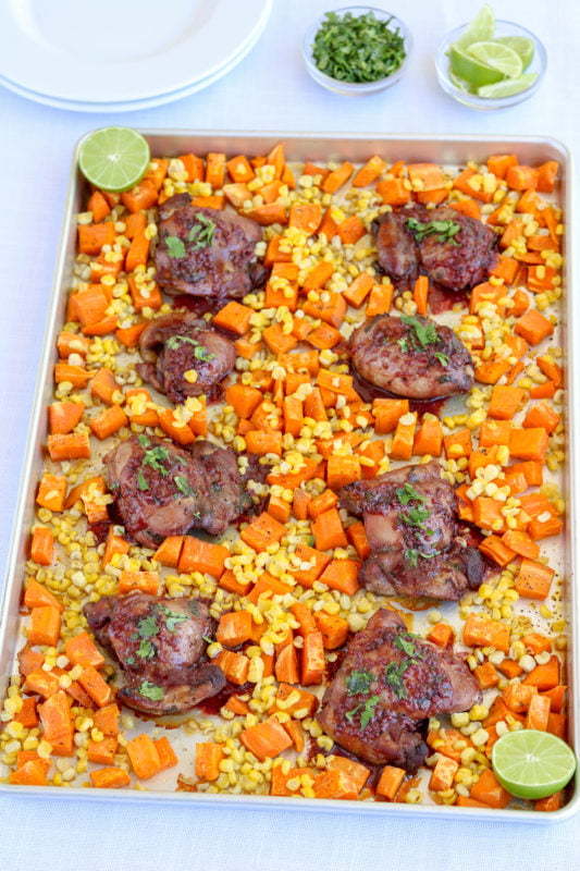 Sheet Pan Pomegranate Lime Chicken and Veggies