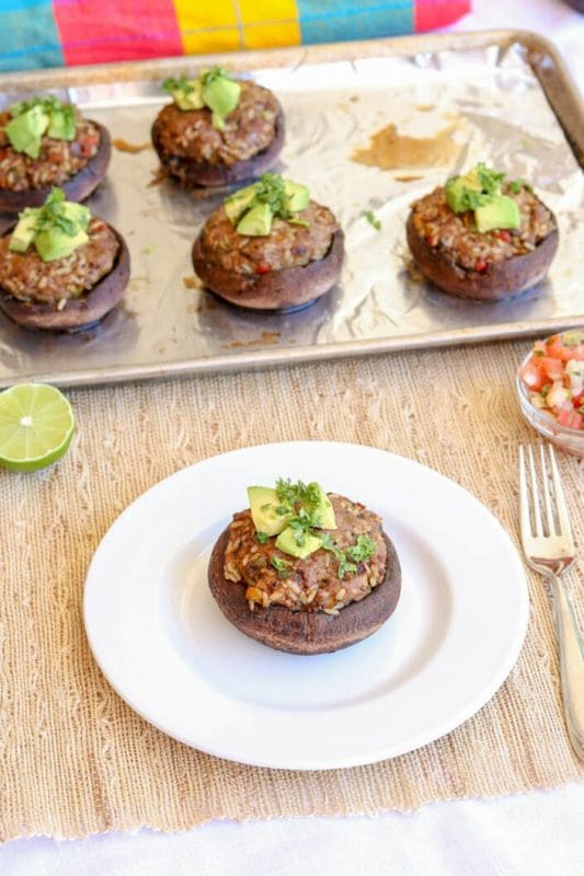 Fiesta Stuffed Portabella Mushroom Caps - KISS in the Kitchen