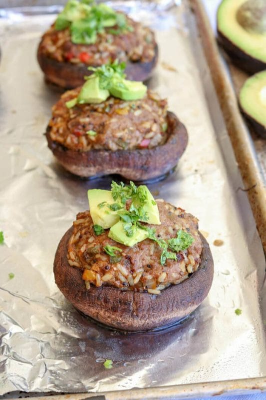 Fiesta Stuffed Portabella Mushroom Caps - KISS in the Kitchen