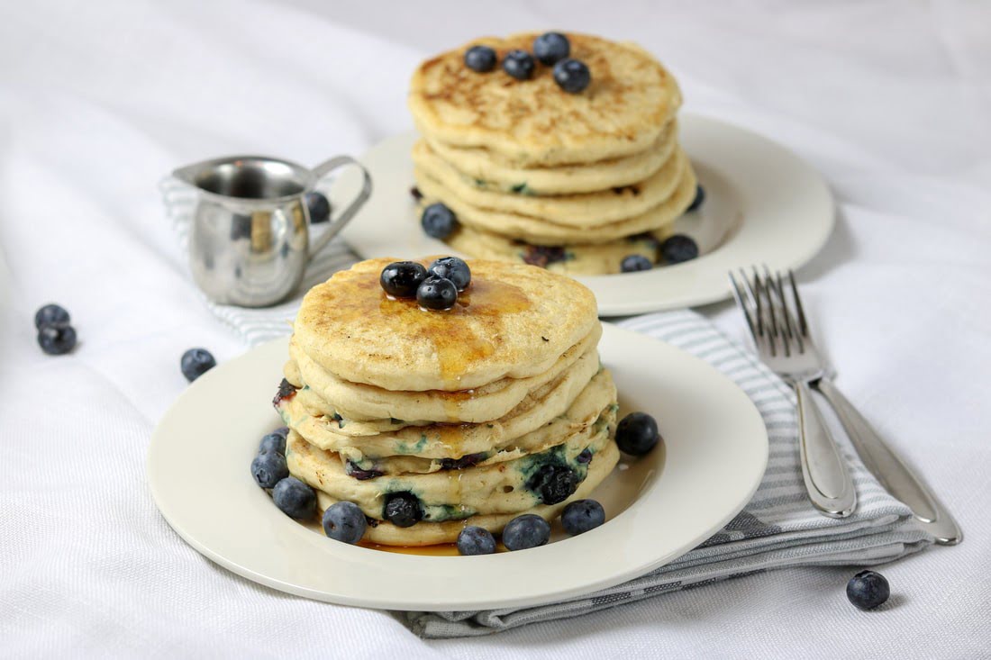 Fluffy Gluten-Free Blueberry Pancakes - KISS in the Kitchen