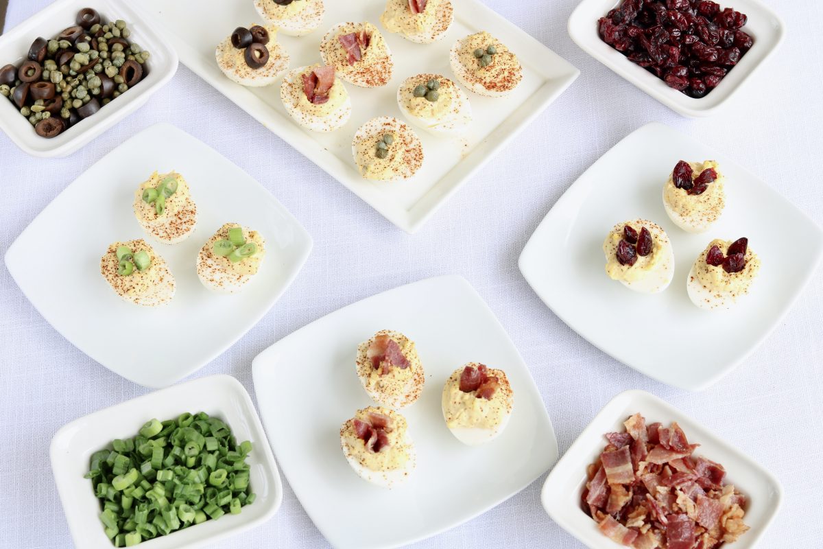 Deviled Egg bar with toppings