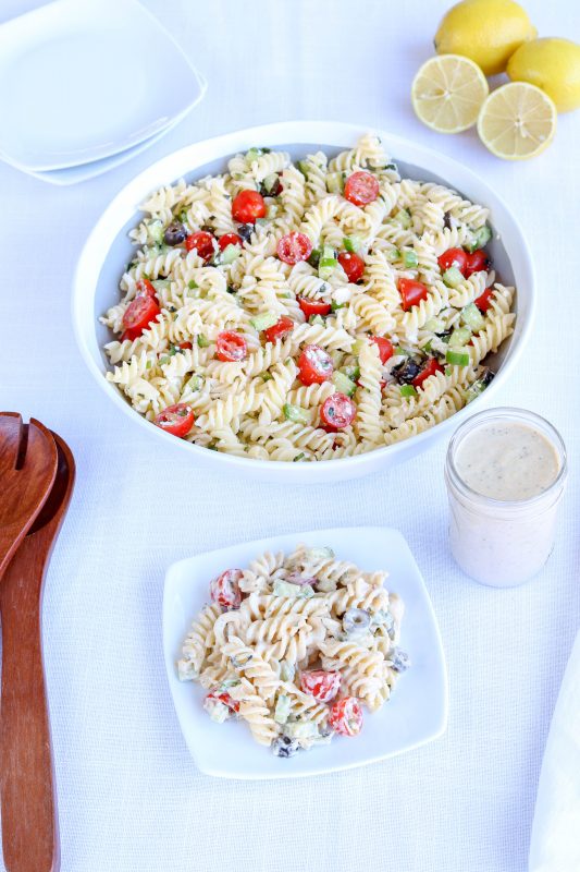 Pasta Salad with Lemon Tahini Dressing