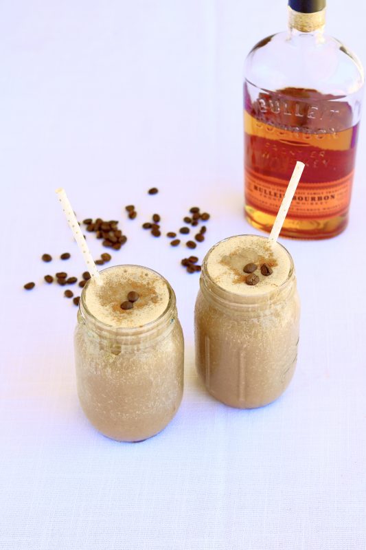 coffee smoothie with leftover coffee and Bulleit whiskey