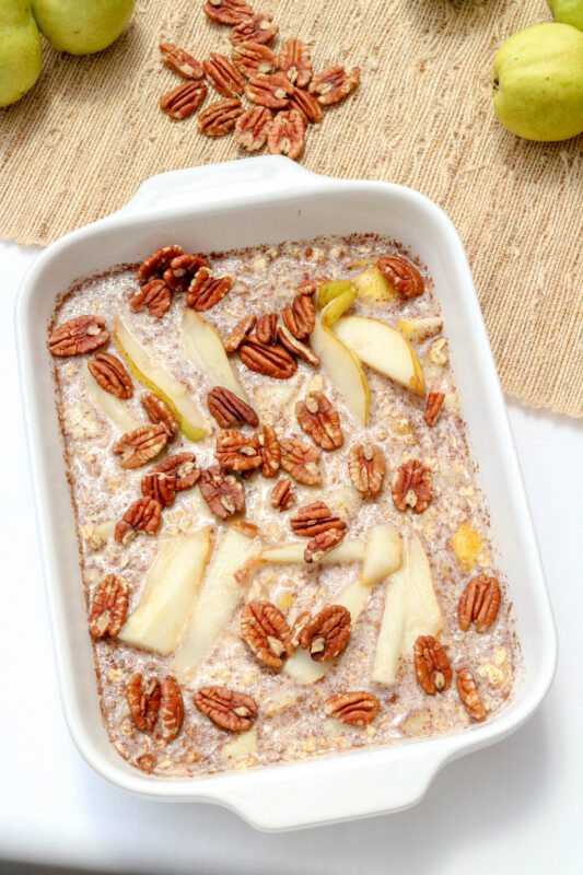 Unbaked Spiced Pear Oatmeal with Pecans